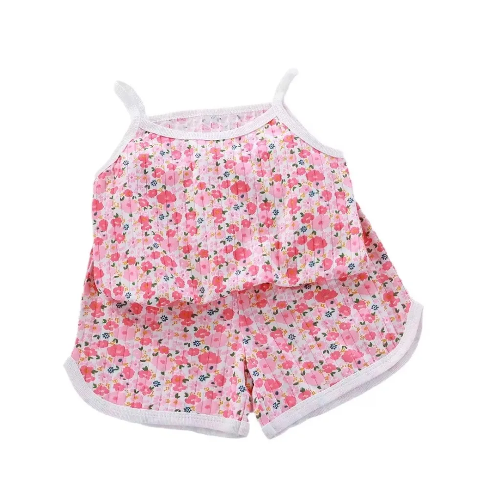 2 Pieces Suit Breathable Cotton Sleeveless Romper Soft Tank Top Shorts Toddler Outfit Toddler Homewear