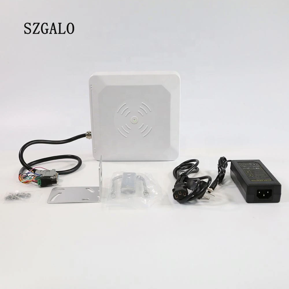 New 0-5m Uhf Rfid Reader Long Range Built in 30dbm Circular Antenna RS232/485 WG26/34 TCP/IP for Vehicle Management