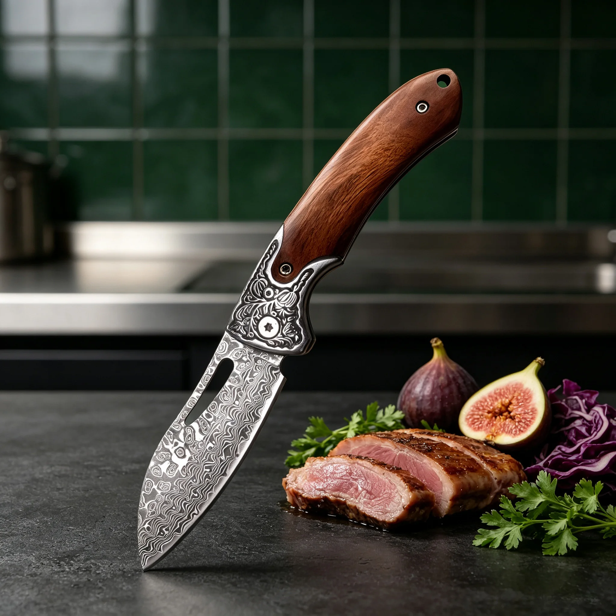 High Quality Kitchen Knives 67 Layers Damascus Steel Utility Knife Portable Slicing Cutting Knife BBQ Cooking Kitchen Tools