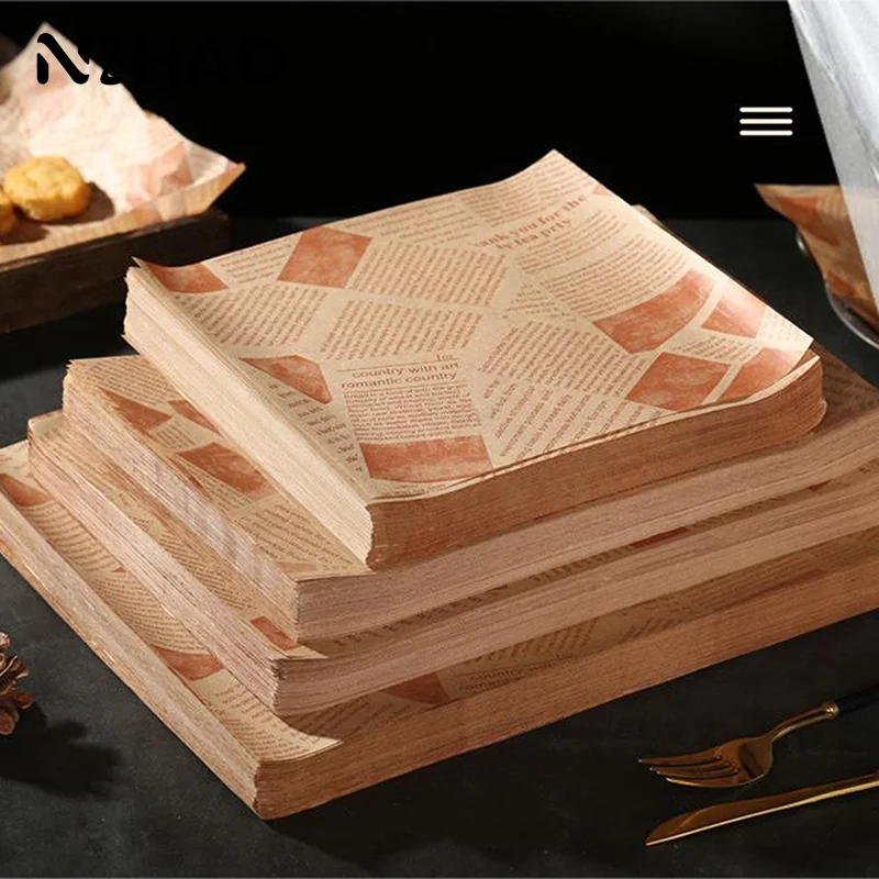 50/100 pces papel à prova de óleo para embrulhar sanduíche embalagem hambúrguer pão frito alimentos fritadeira ar cozimento placa de papel esteira acessórios