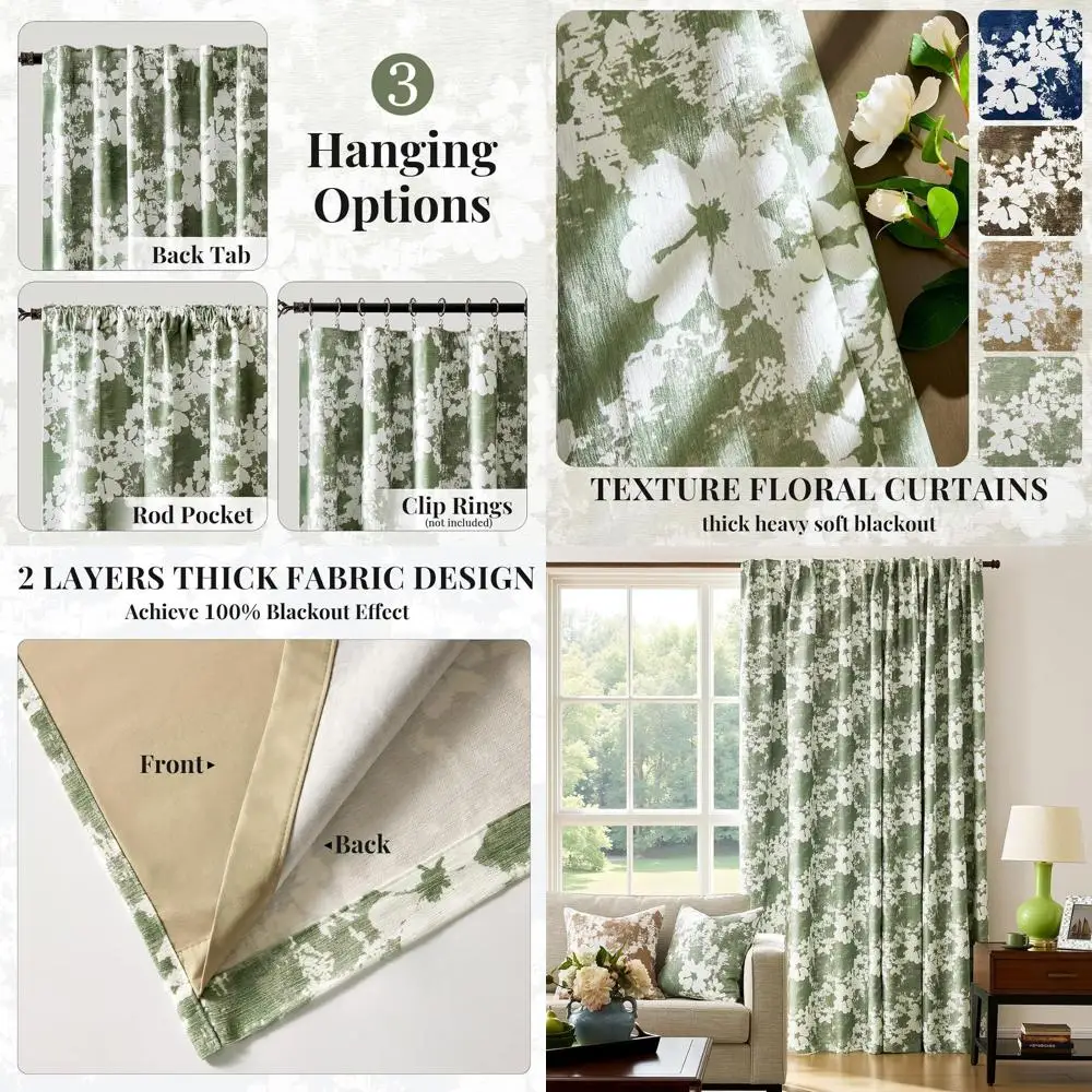 

Винтажные 100% плотные шторы с цветочным принтом, комплект из 2 панелей, толстый синель 84, затемнение комнаты, теплоизоляция для гостиной и спальни