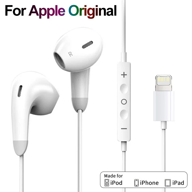 HiFi Earphones For Apple iPhone 14 13 12 11 Pro Max Lightning Headphones X 8 7 6 Plus SE Bluetooth Wired Earbuds Accessories