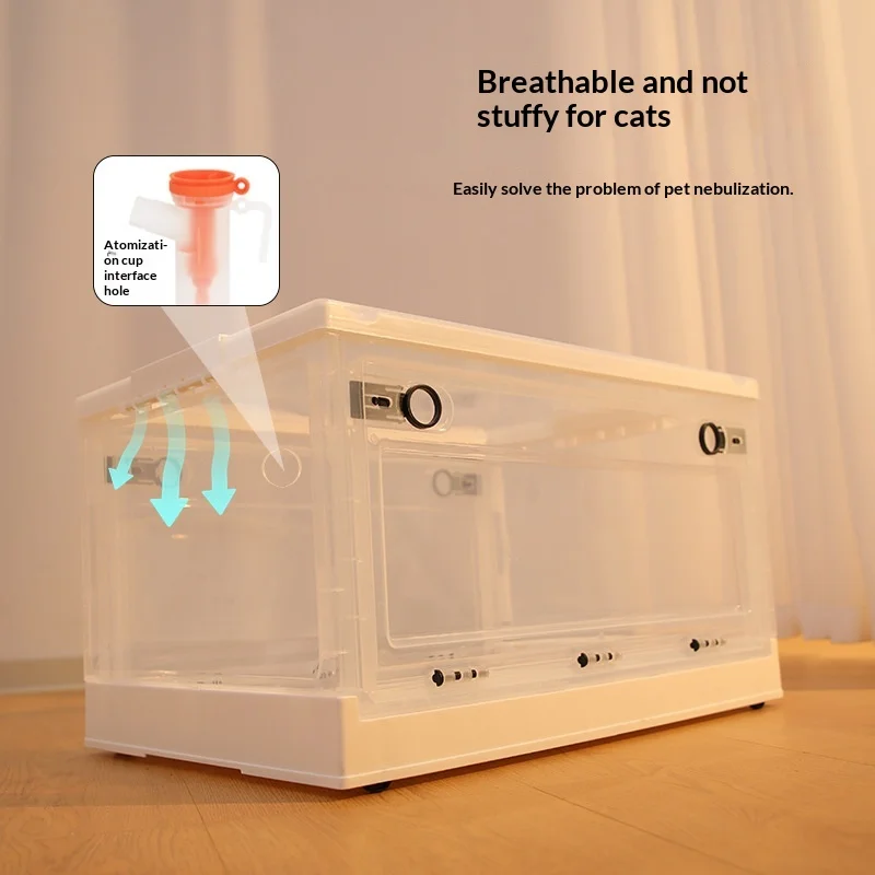 

Pet Nebulizer Oxygen Box Foldable Transparent Ventilated Breathing Chamber Cat Dog Portable Respiratory Care Treatment Supplies