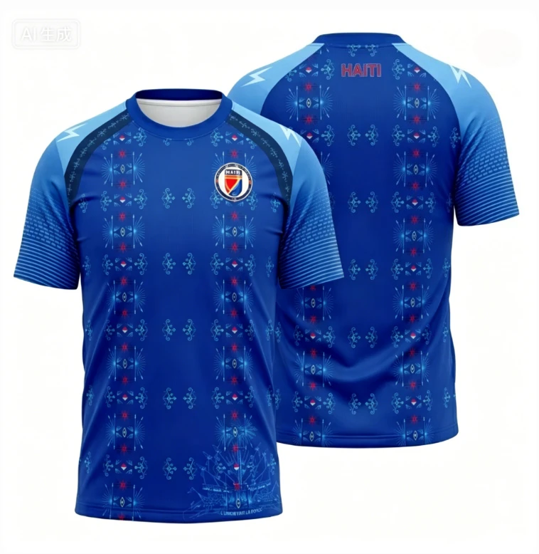 Camisa de Futebol Haiti 2026 Estampada em 3D Manga Curta Uniforme Esportivo Masculino Camiseta de Treino de Futebol Masculina Top Streetwear