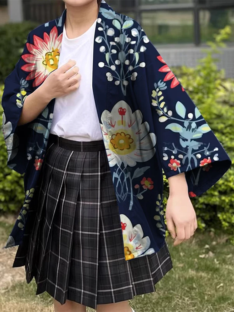 Beach Holiday Sun Cardigan Japanese Traditional Printed Kimono Summer Holiday Casual Kimono Cardigan Fabric Soft Comfortable