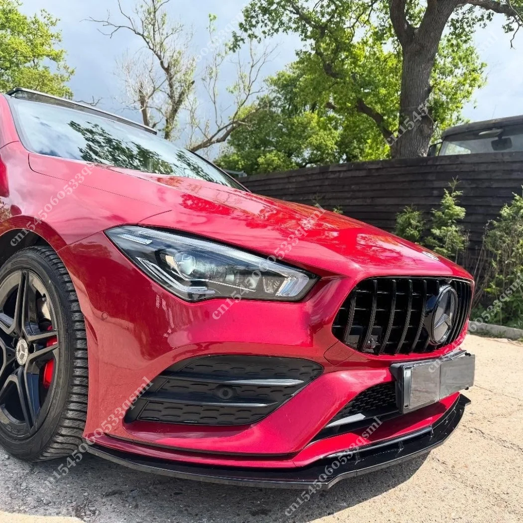 

For Mercedes Benz CLA C118 X118 AMG 2020-2023 Front Bumper Lip Skirt Spoiler Lower Side Splitter Glossy Black Car Blade Body Kit