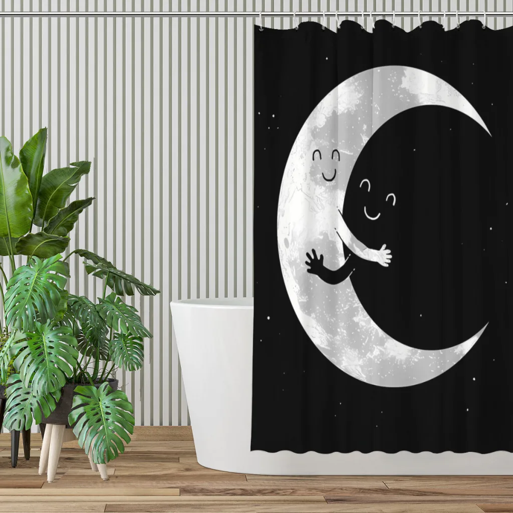 Moon Hug Bathroom Shower Curtains  Waterproof Partition Curtain Designed Home Decor Accessories