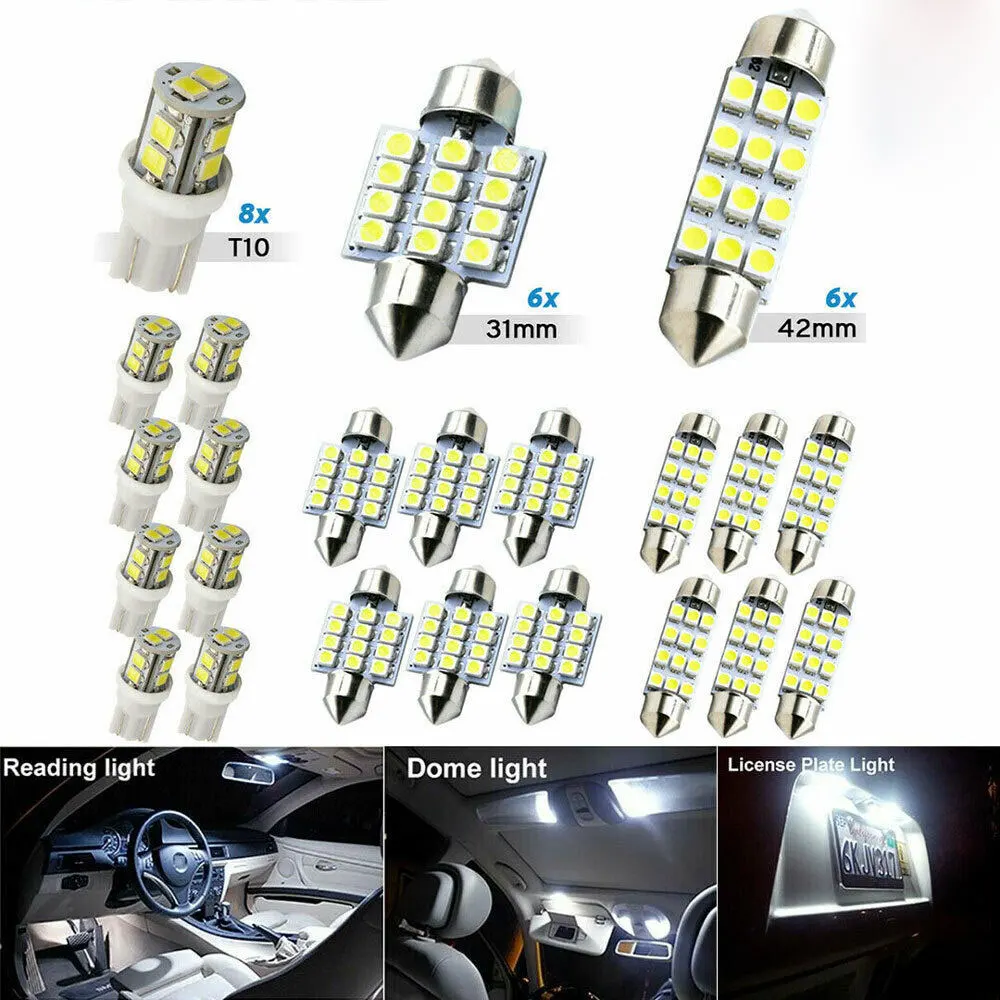 Kit lampadine a LED per auto 20 pezzi T10 31MM 42MM lampadina a LED per interni DC12V 3W 150LM 6500K sostituzione della luce bianca ad alta luminosità