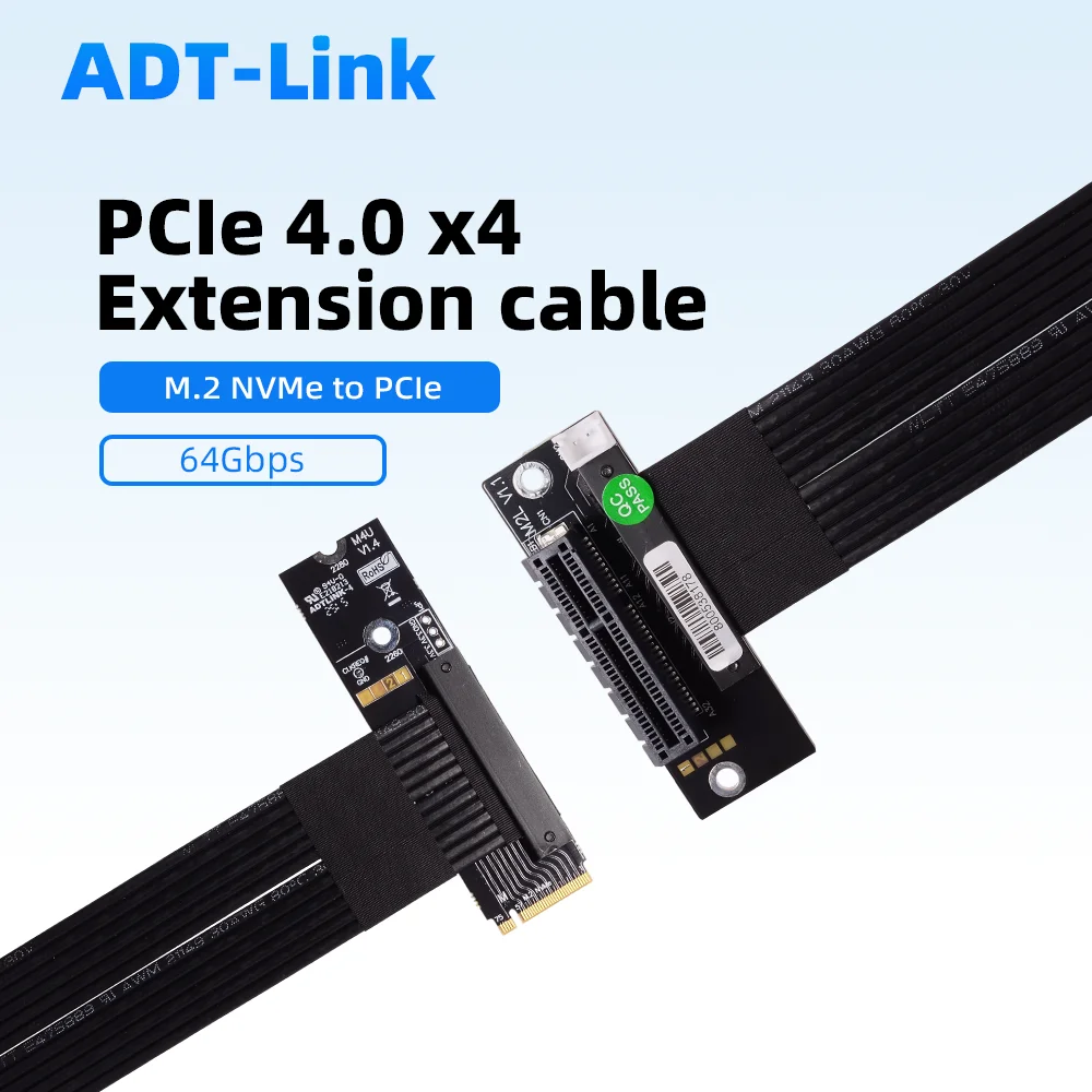 M.2 NVMe To PCIe 4.0 X4 Signal Extension Cable Riser NGFF Built-in SSD GPU Capture Card To M2 M-Key Gen3 32G/bps for ITX 3-100cm