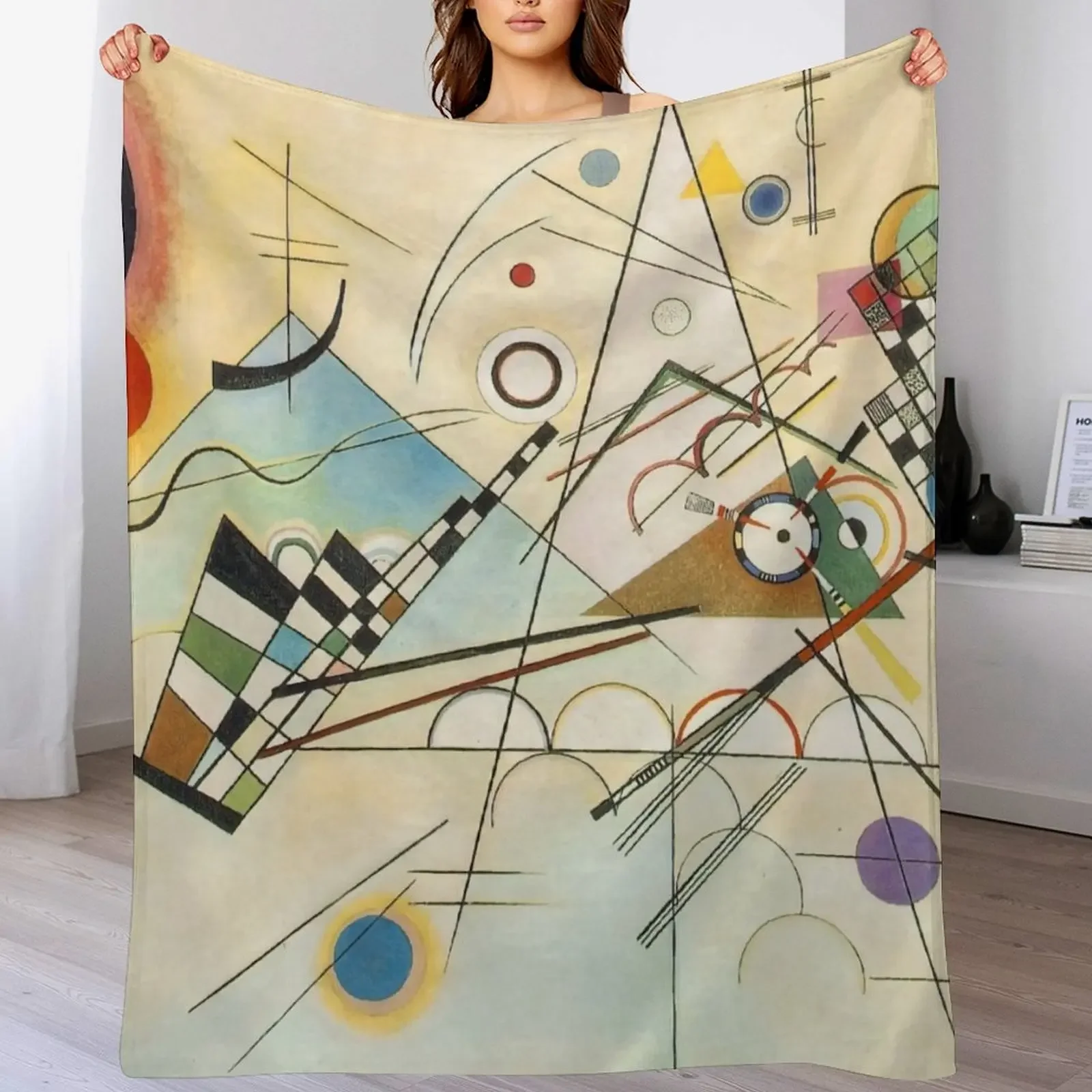 

Wassily Kandinsky Composition Throw Blanket Furry Plush Soft Plaid Blankets Polar Shaggy Decoratives Warm Blankets