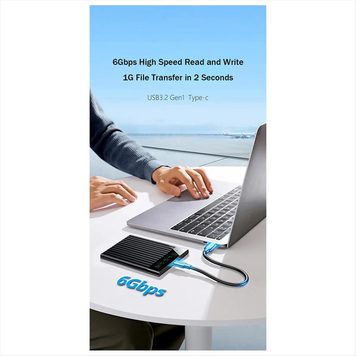 AT42 Type-C Portable Hard Drive Chassis Intelligent Digital Display 2.5 Inch Laptop External SATA Serial Port U25T