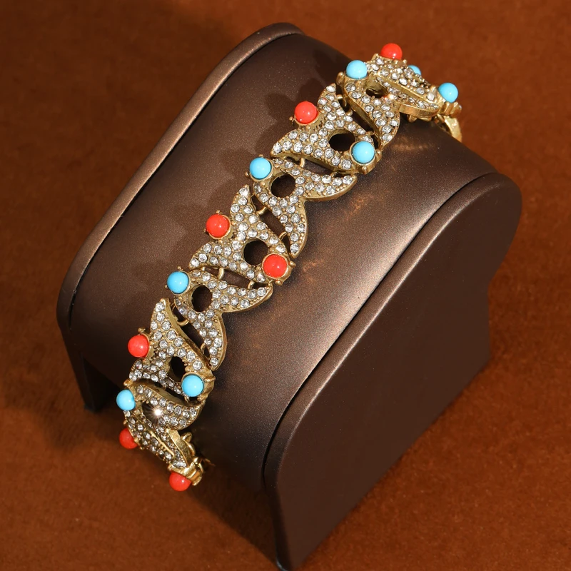 

Vintage Natural Stones Bracelet for Woman Jewelry Rhinestone Gold Color Anniversary Trends 2026 Accessories High Quality Gifts