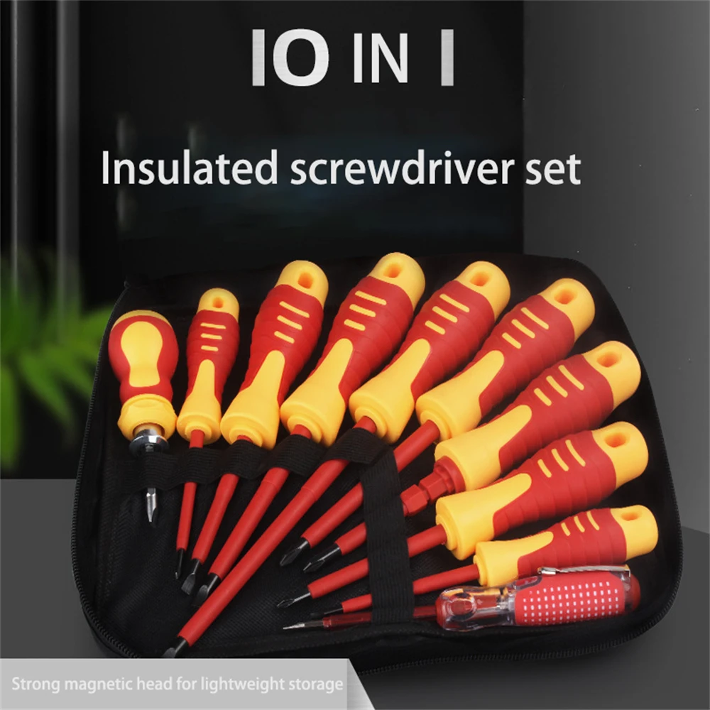 11pcs Insulated Screwdriver Kit Set Professional Electronic Durable Hand Tool For Vehicle Maintenance Diy Repair Tool Accessory