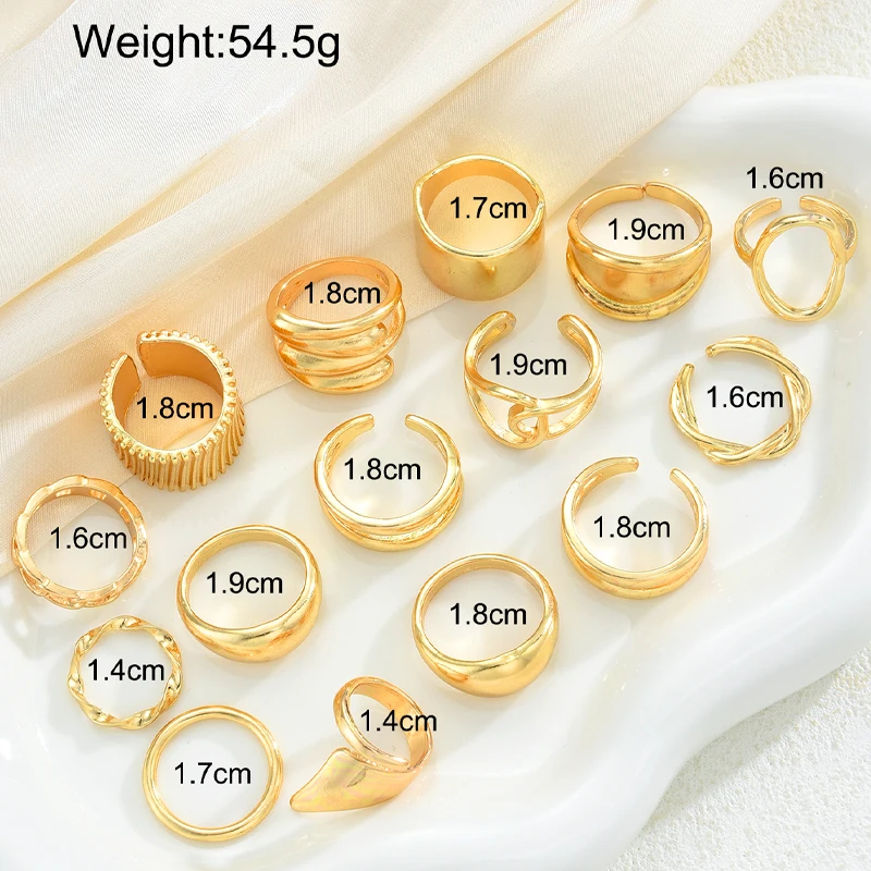 مجموعة خواتم هندسية بوهو عتيقة للنساء موضة الذهب اللون مبالغ فيها الشرير الجوف قطرة الماء خواتم ملابس يومية هدايا مجوهرات #6
