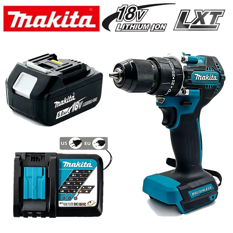 Batterie rechargeable authentique Makita 18V 6Ah 5Ah pour outils électriques Makita, remplacement de batterie Li-ion 18v + chargeur + perceuse électrique