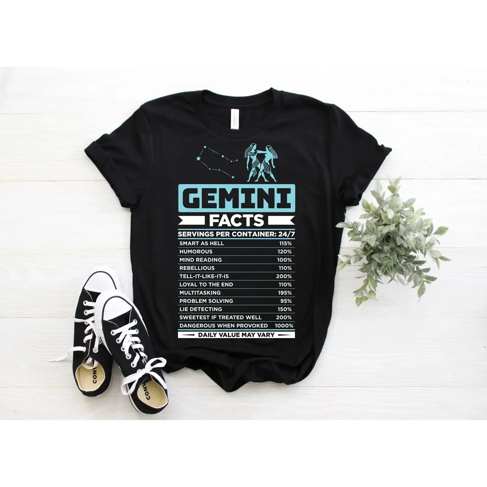 Gemini Facts Zodiac Astrological Sign Funny T Shirt Horoscope Traits May 21 June Birthday Christmas for vintage Washed Casual