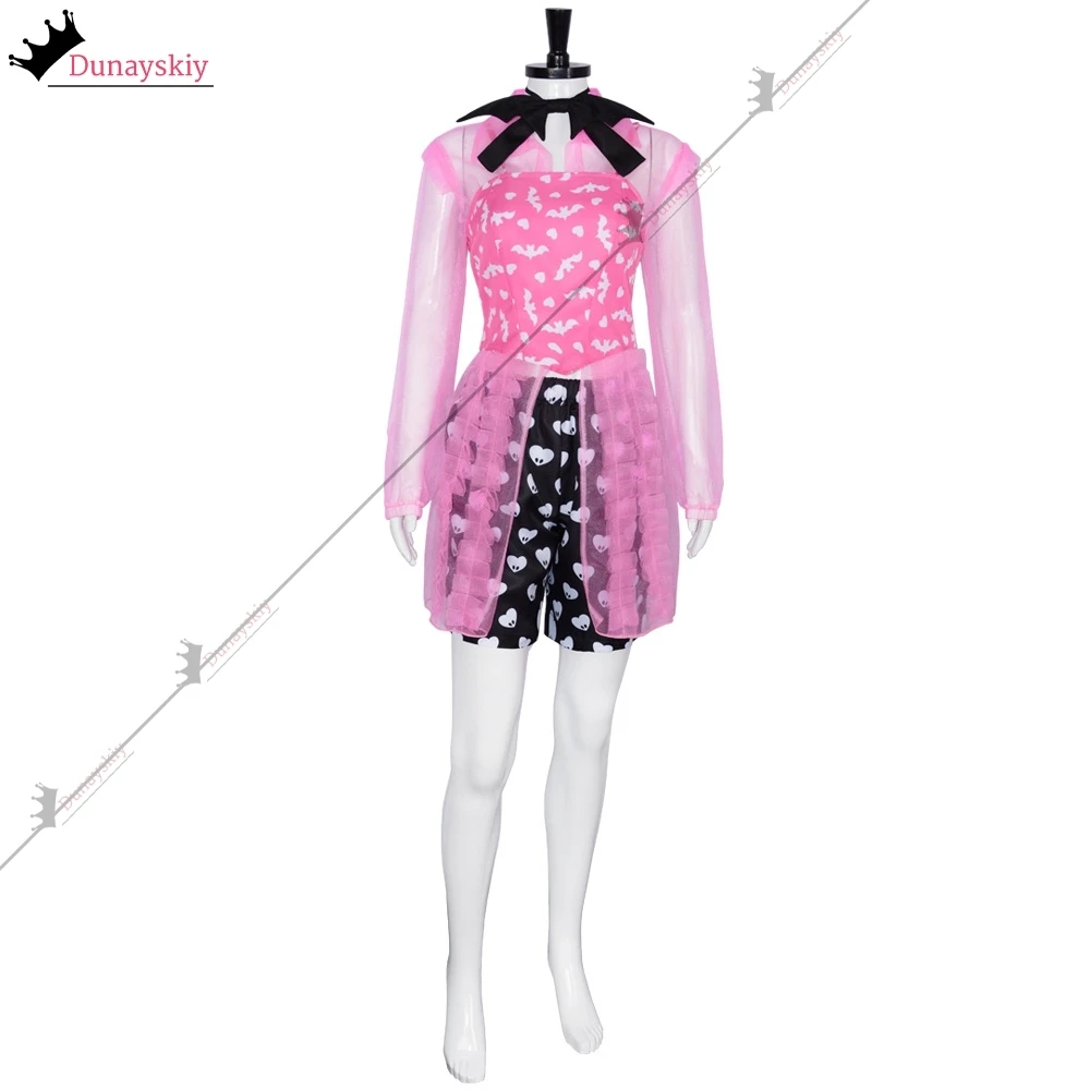 Anime Movie Monster Cosplay Dress High Girl Draculaura Costume Lolita Cos Parrucca rosa nera fai da te Halloween Gioco di ruolo vestito per le donne
