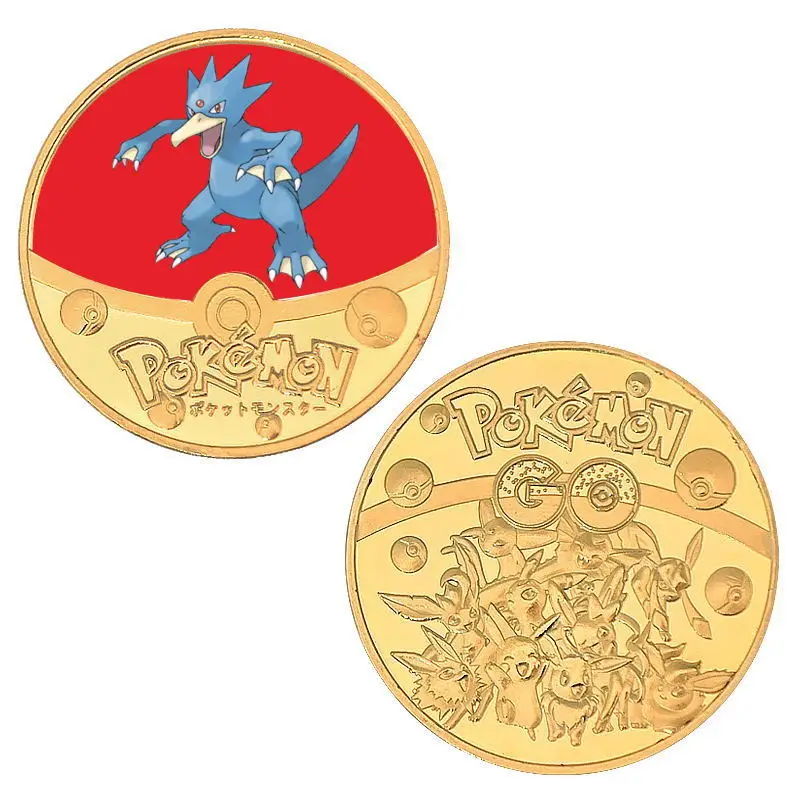 2025 جديد بوكيمون تطور عملة تذكارية بوكيمون أنيمي الطرفية الشكل التذكارية عملة الذهب جمع