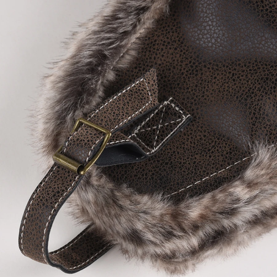 Winter Bomber Hat Men Women\'s Pilot Aviator Trapper Hat  Outdoor Motorcycle Windproof Warm Faux Fur Earflap Hat