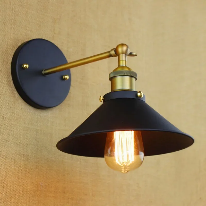 

2 style industrial europe brief Vintage Loft Adjustable antique black Metal Wall Light lamp Sconce Lamp Fixtures for workroom