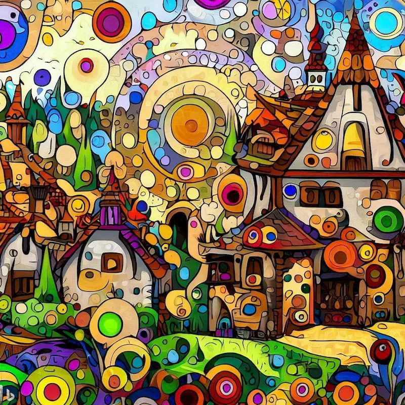 Colourful abstract village painting by numbers kit