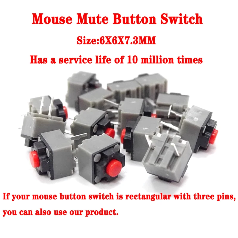 Mouse Mute Button Switch for M330 M590 Wired Mouse Button Micro Switch Can Replace Rectangular Button Switches 6*6*H7.3