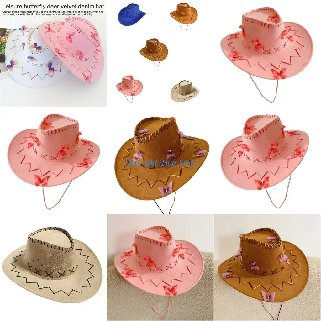 

HX6F Vacation Sun Hat Autumn Cowboy Hat Female Panama Hat Cosplay Costume Hat