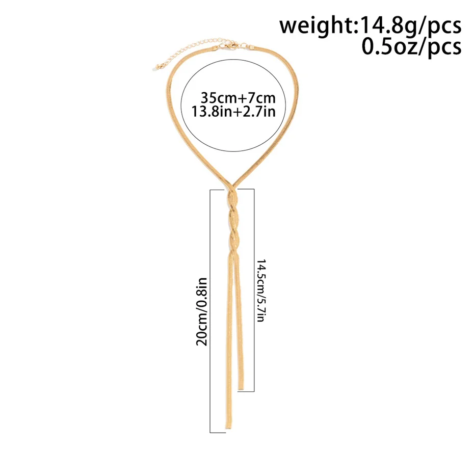 Ingemark Kpop Einstellbare Flache Schlange Lange Kette Halskette für Frauen Mi Temperament Weben Link Choker Brust Hals Schmuck Geschenk Neue – Detail 10