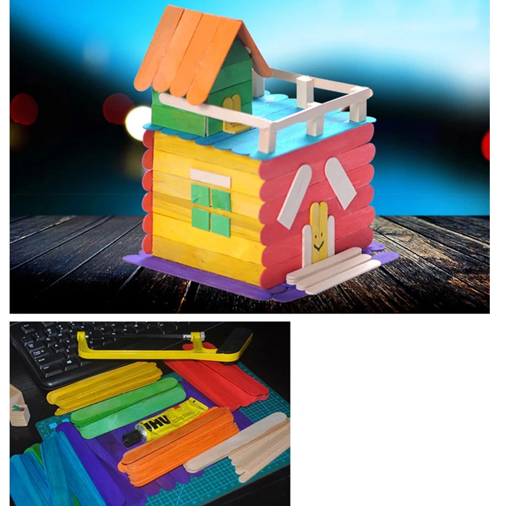 

250pcs Wooden Craft Sticks Snow Popsicle Stick Material For Kids Diy Projects Smooth Safe School Party Decoration