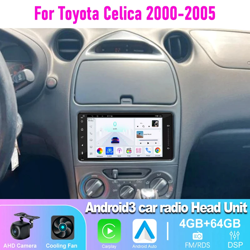 

4-64GB 7" Car Stereo Radio Wireless Carplay For Toyota Celica 2000-2005 Android Auto Head Unit Reversing Image GPS Touchscreen