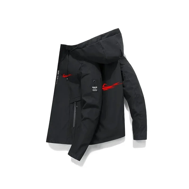 

Мужская ветрозащитная куртка, качественная повседневная бейсбольная куртка с капюшоном, спортивная куртка на открытом воздухе, новый стиль на весну и осень.