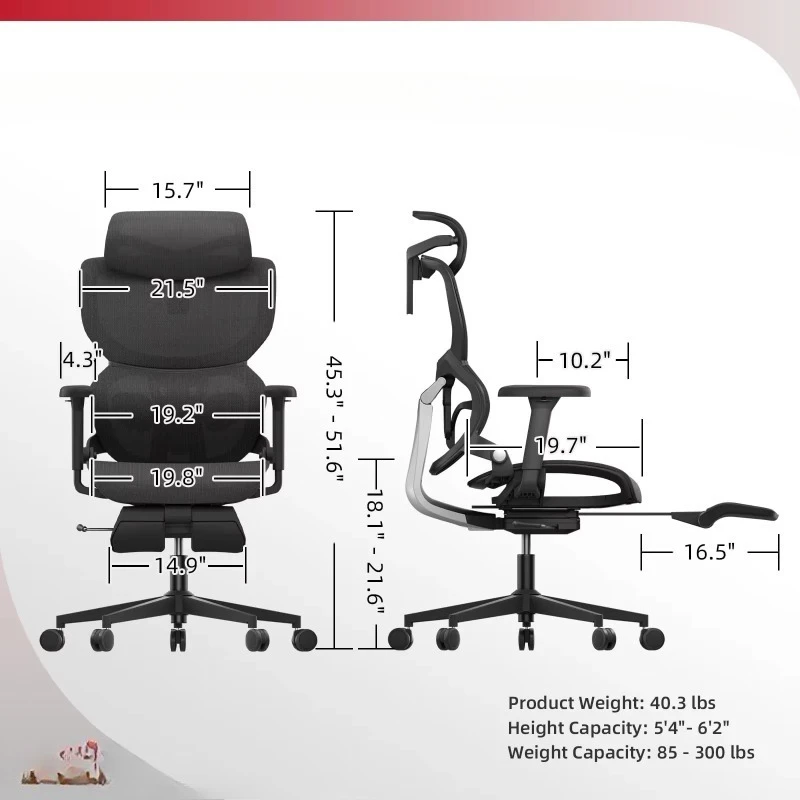 Office Chair Home Office Chair Soft Rubber Waist Support Tilt Mesh Computer Chair