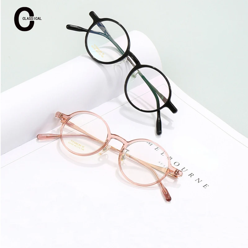 

High Quality Pure Titanium Designer Brand Classic Fashion Retro Round 3105 Personality Men's and Women's Eyeglasses Frames