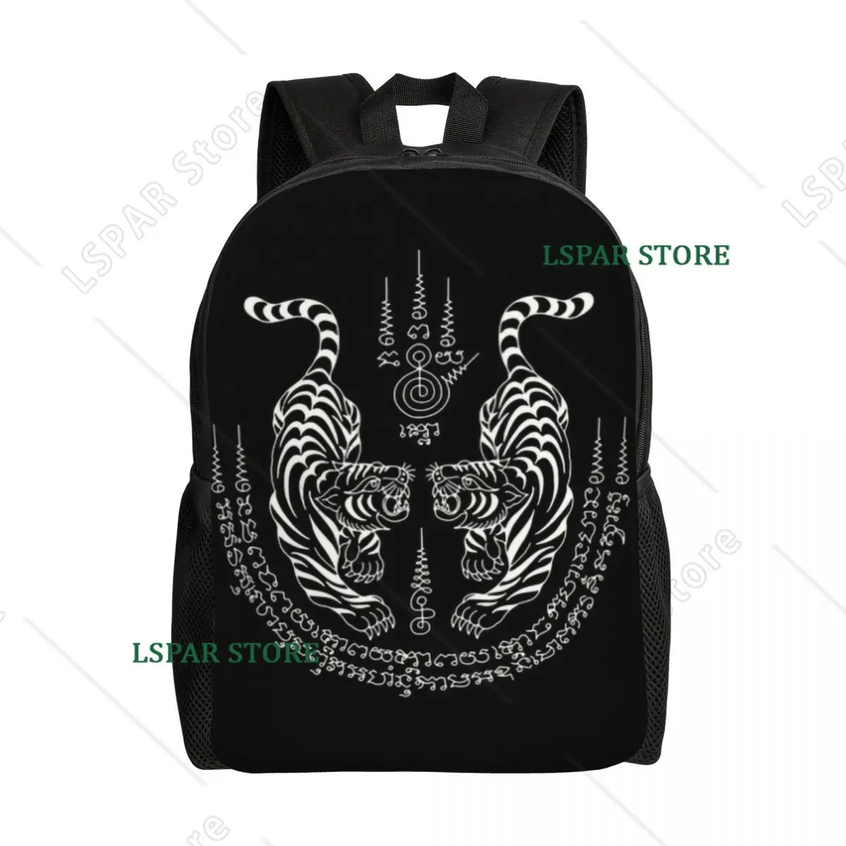 

Индивидуальный рюкзак для ноутбука с татуировкой Сак Янт «Двойной тигр» для мужчин и женщин, школьный/студенческий ранец, сумка для тайского бокса Муай Тай