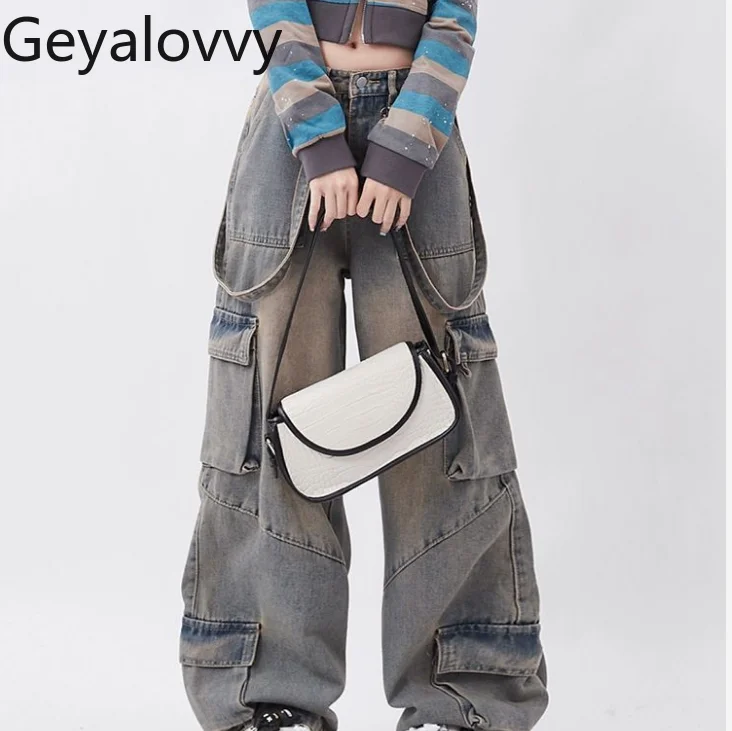 

Женские джинсы из денима в стиле ретро, рабочая одежда, уличный стиль, весенне-осенние прямые джинсы свободного кроя для женщин