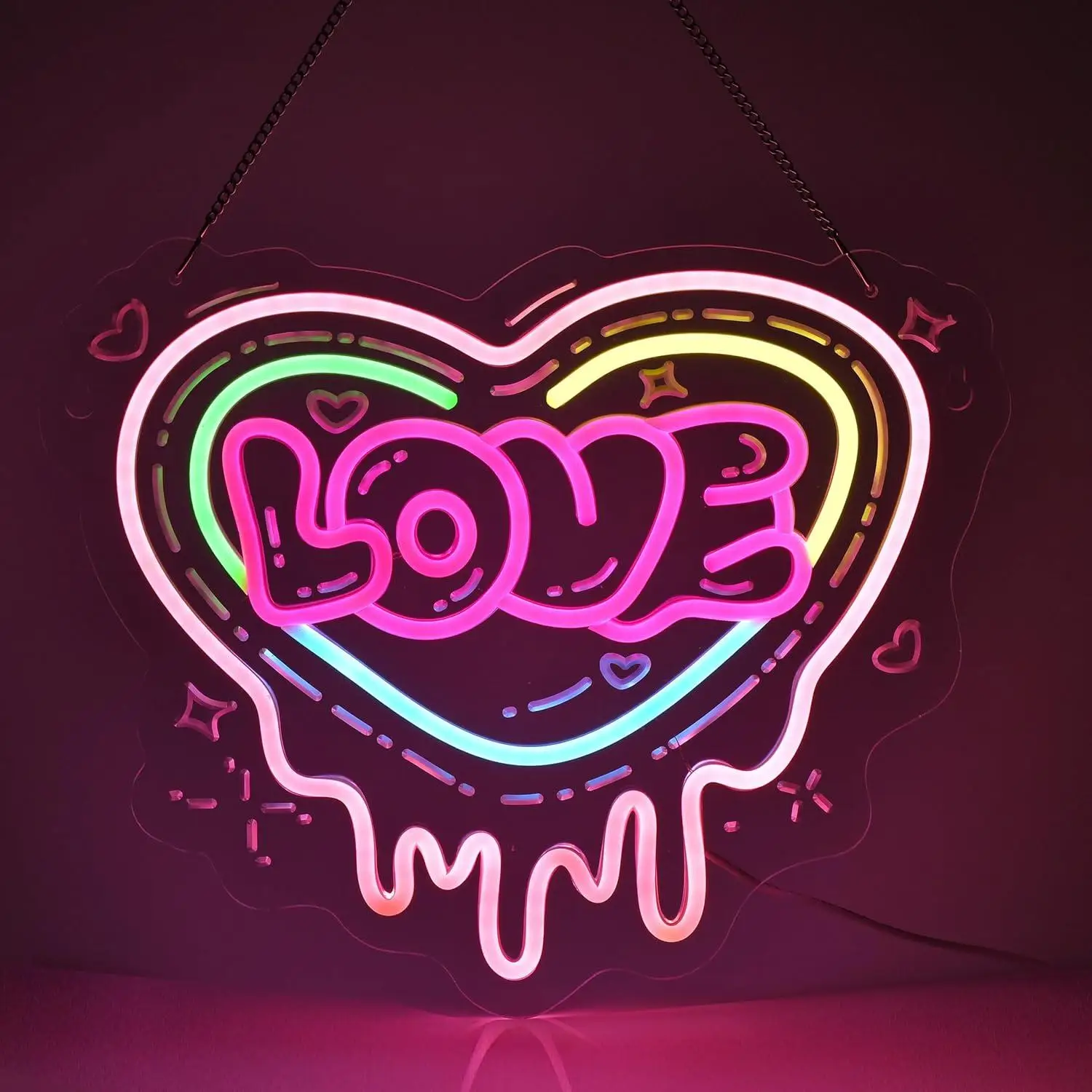 

Love Heart Neon Sign LED Neon Lights for Wedding Engagement Valentine's Day Mother's Day Bachelorette Party Decor Gifts for Girl
