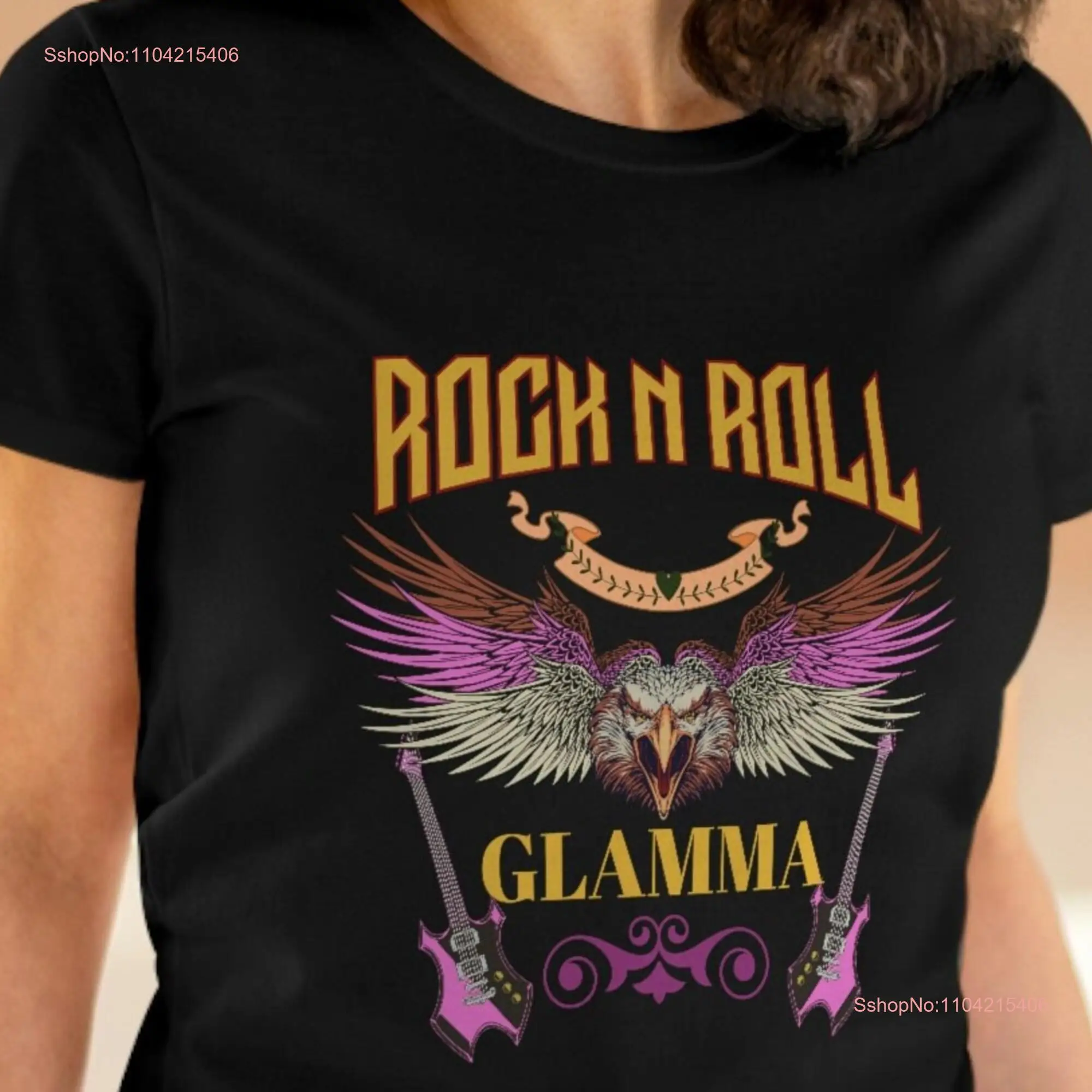 Rock n Roll Glamma Women's Midweight Cotton T Shirt Retro Gen X Boomer Rocker Classic Hard for Mothers Day