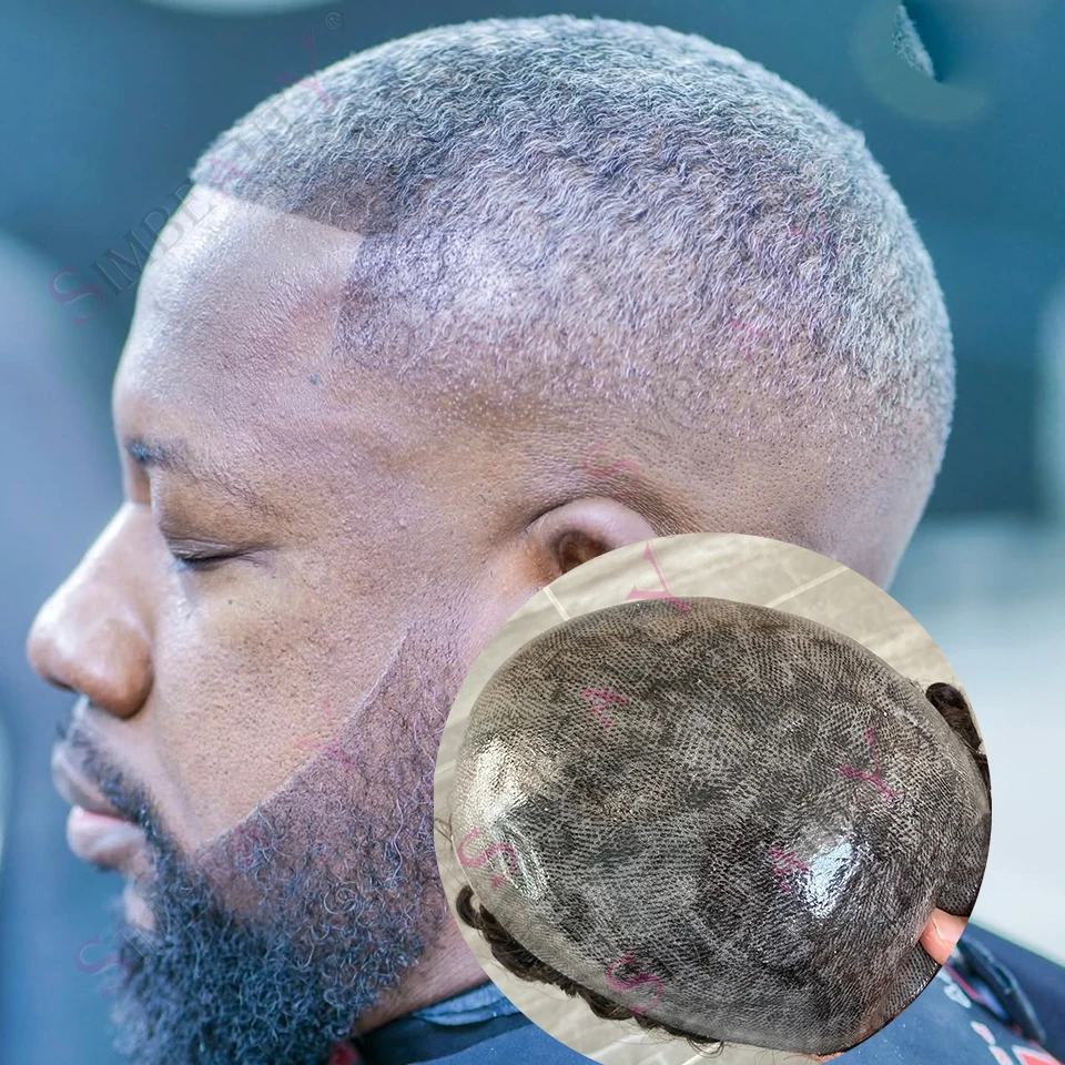 

Мужской парик 360 Deep Wave 10 мм, афро-стиль, 1B65 серый, из натуральных волос, кудрявый, с системой замещения волос, прочный, для имитации кожи головы