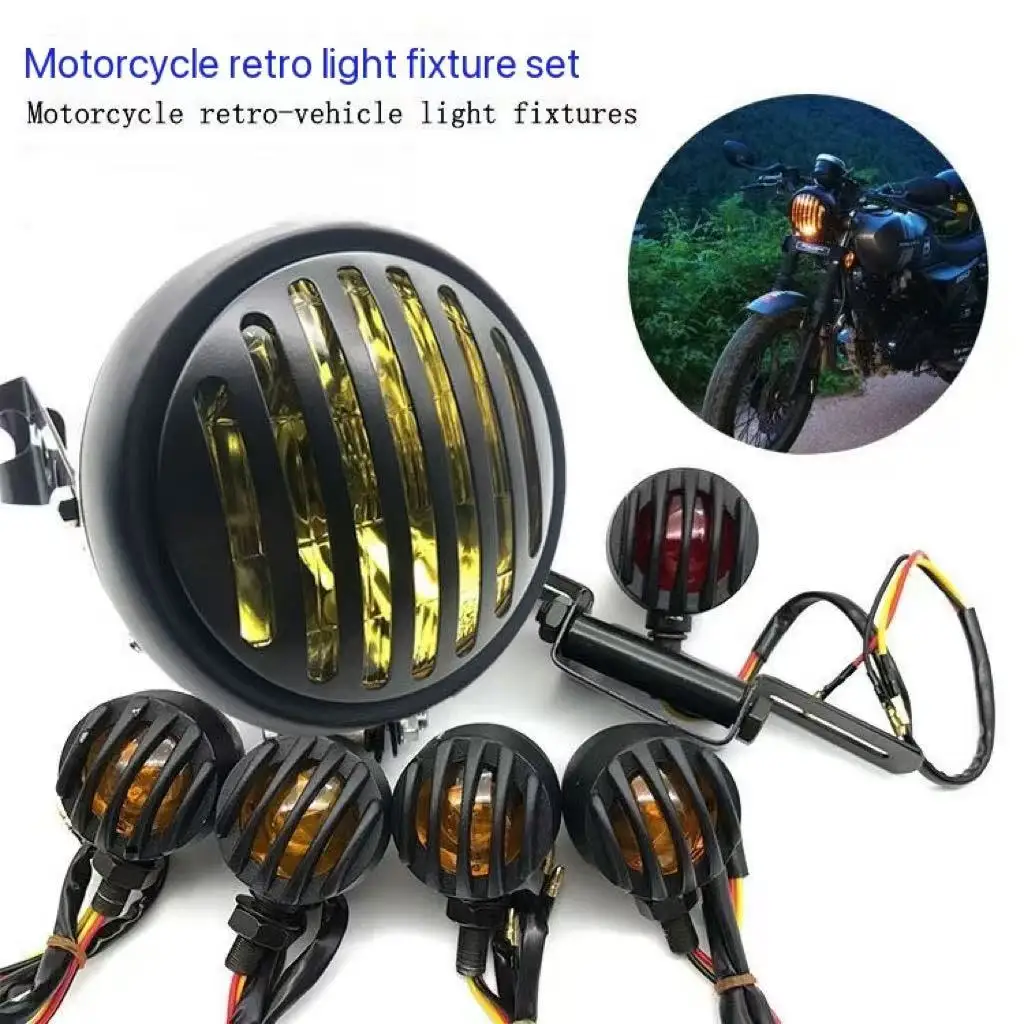

Motorcycle Retro Front Headlight Modification with Dimming Package 5.75-inch Farol Assist Motorcycle Suitable for CG125 GN125