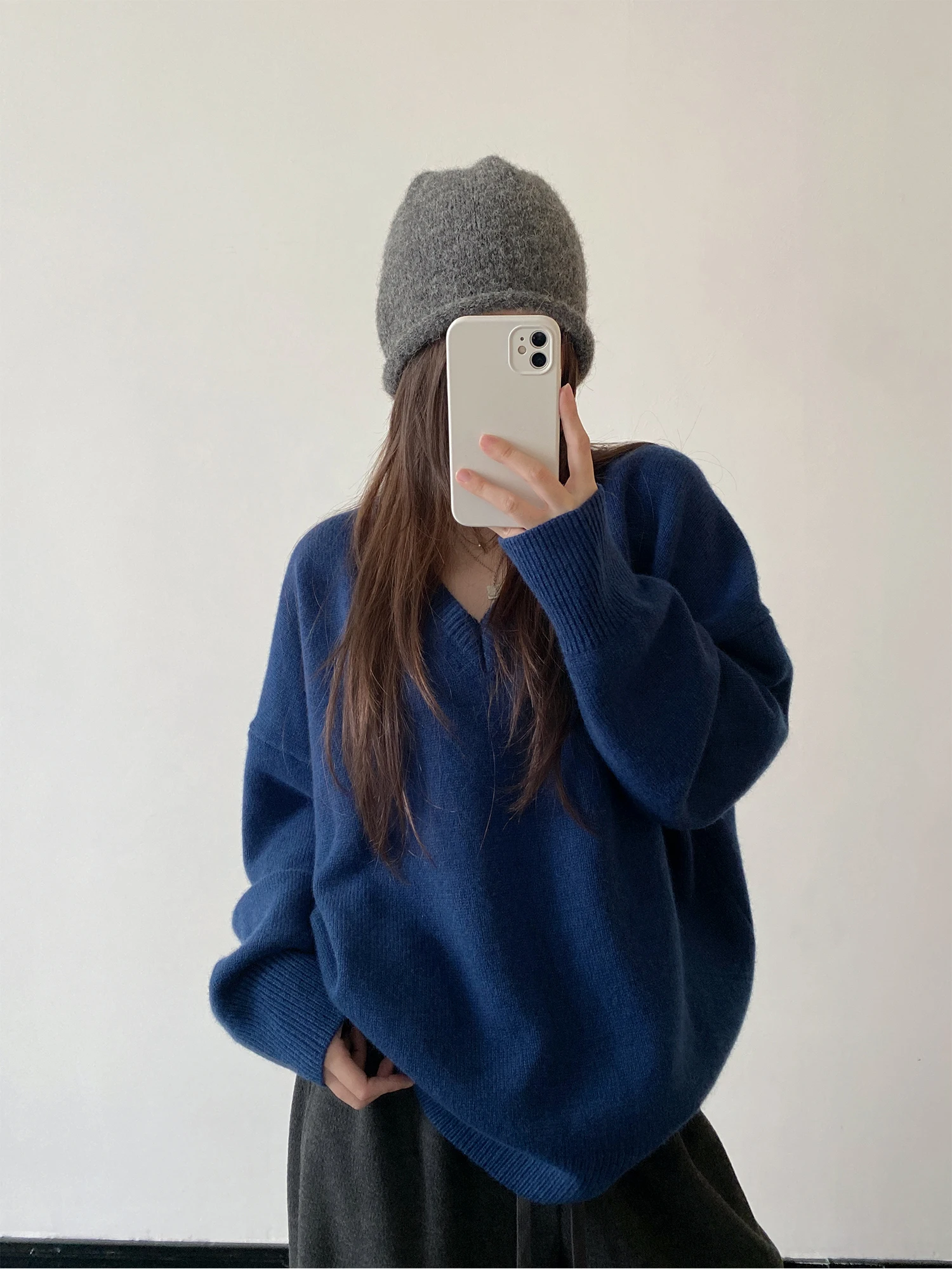 

Вязаный свитер SunYeo в стиле ретро, свободного кроя, с V-образным вырезом, классический, теплый, на осень-зиму, с длинными рукавами, для повседневной носки