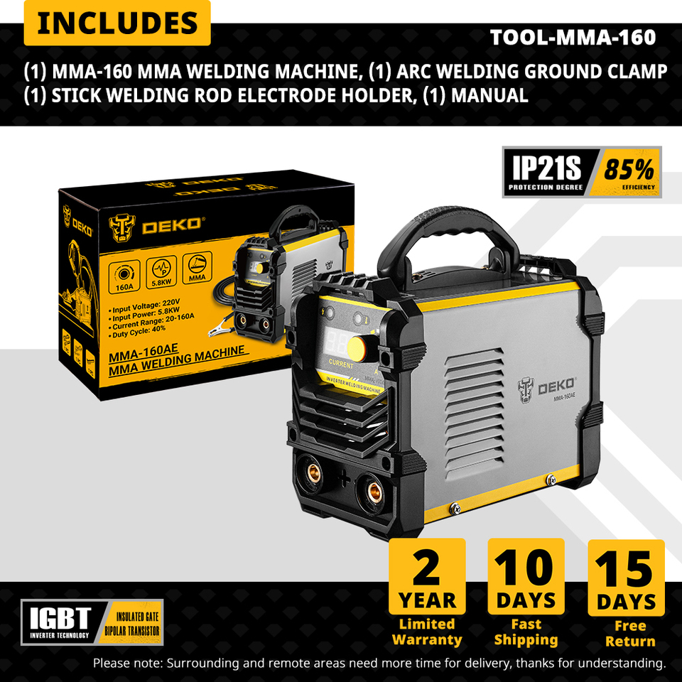  DEKO NEW MMA Series ARC Welder 220V IGBT MMA Welding Machine 160/200/250 for Home Beginner DC Inverter Lightweight Efficient