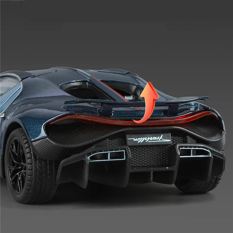 1:24 tourbillon chiron liga modelo de carro esportivo diecast metal pista veículos de corrida modelo de carro simulação de som e luz crianças presente