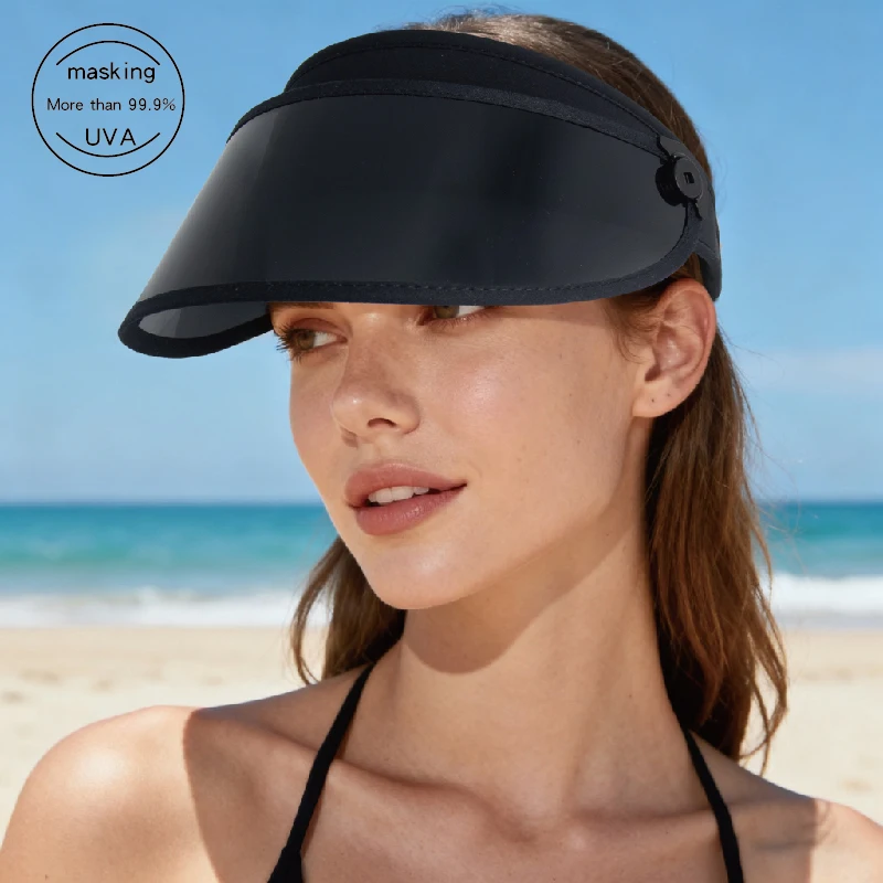 

2026 New Sun Visors Lightweight Black Sweatband Sunshade Hat for Hiking Camping Running Breathable Cool Fabric Sport Accessory