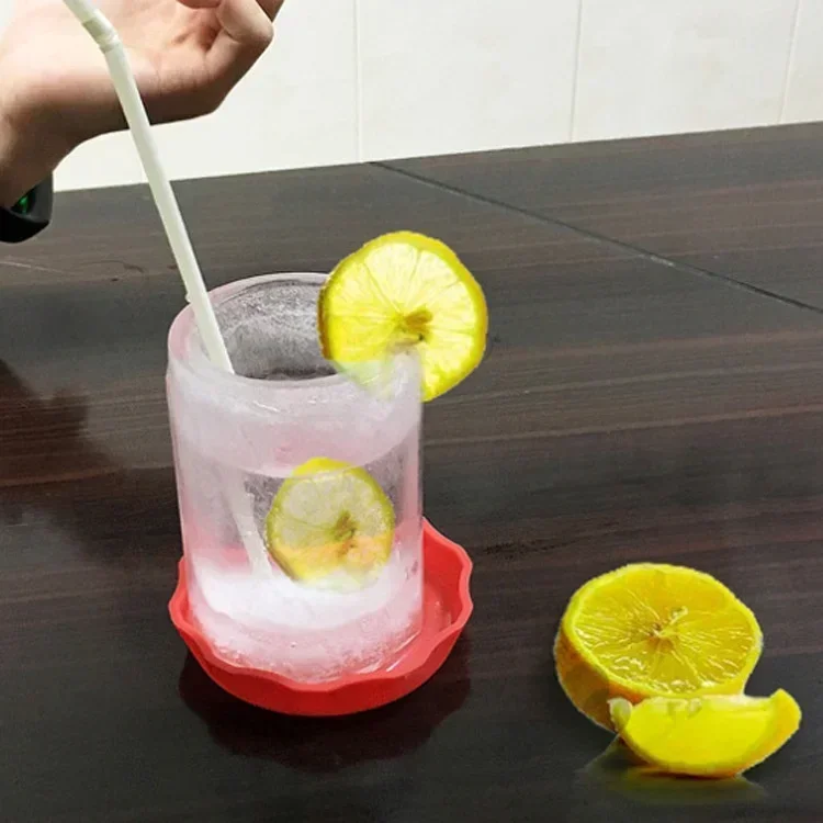 JJYY-Molde grande para taza de hielo de silicona de calidad alimentaria, compartimento para hielo de verano, molde para cubitos de hielo, taza de coque con tapa, suministros de cocina