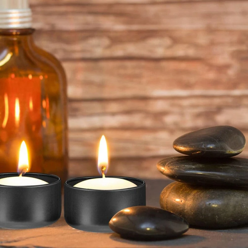 24 Pcs Candle Jar Decorative Labels Empty Storage Tins Candle Tin Can Candlestick Holders Round Tin Containers, D-A79M