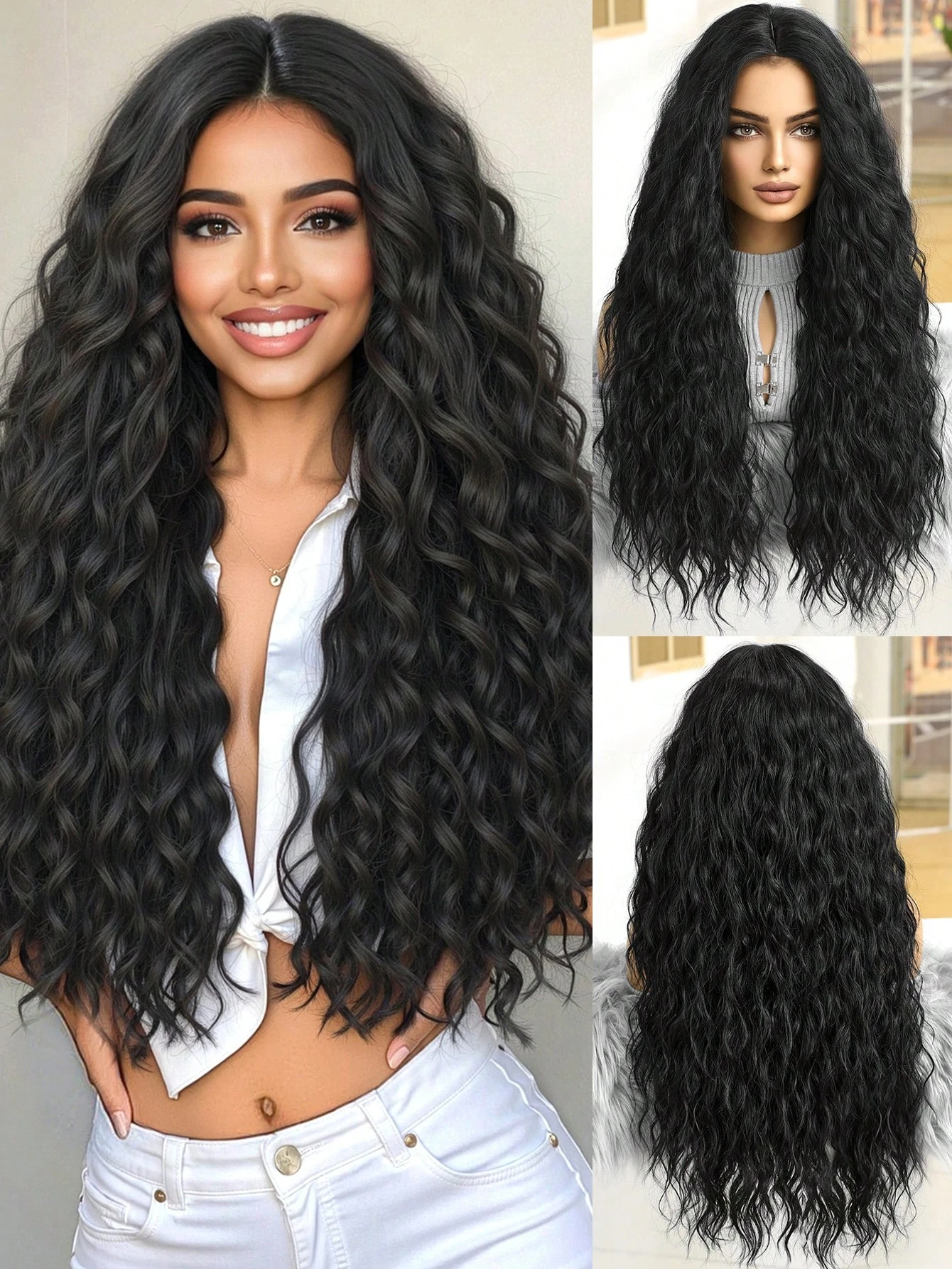 

28inch Long Curly Hair No Bangs Synthetic Wig_ Natural and Realistic, and Resistant to High Temperatures, Suitable for Parties, Cosplay, and Daily Use