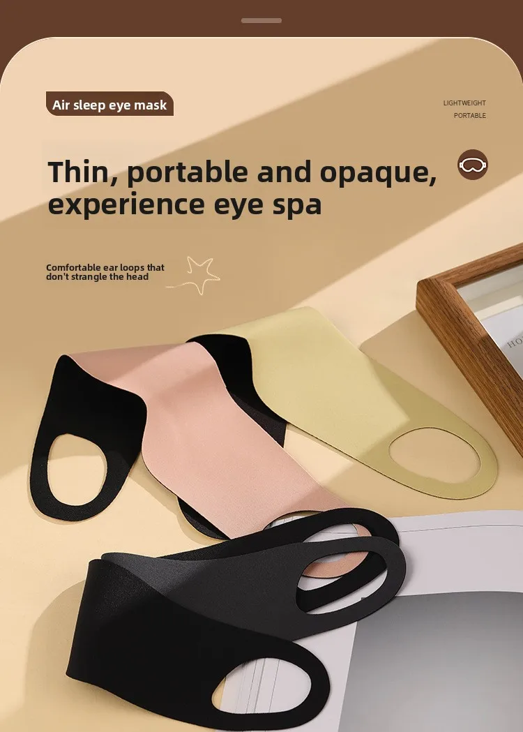Ultradünne Schlafmaske mit Ohrbügeln, lichtblockierend, atmungsaktiv, für Mittagsschlaf und Reisen, elastisch, bequeme Schlafmaske – Detail 1