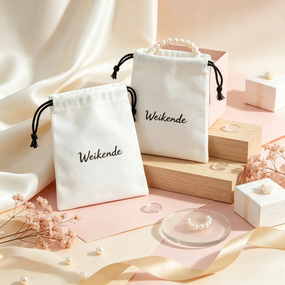 50/100Pcs White Canvas Cotton Drawstring Pouches Custom Logo Jewelry Organizer Sacks  for Rings Wedding & Birthday Party Favors