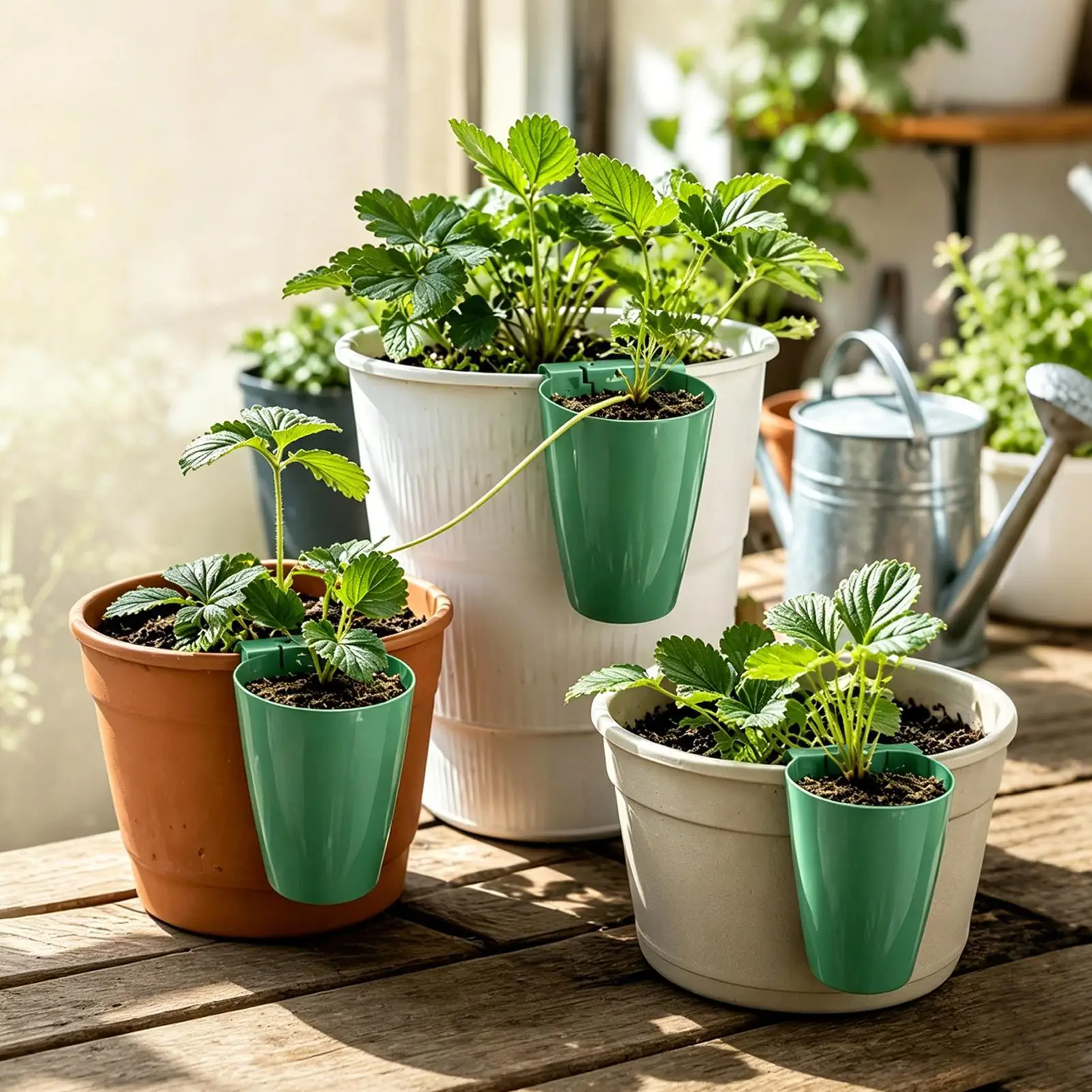 Strawberry Runner Pots with 20 Runner Forks Breathable Reusable 10 Pieces Strawberry Rooting Cup Kit for Home Garden Balcony