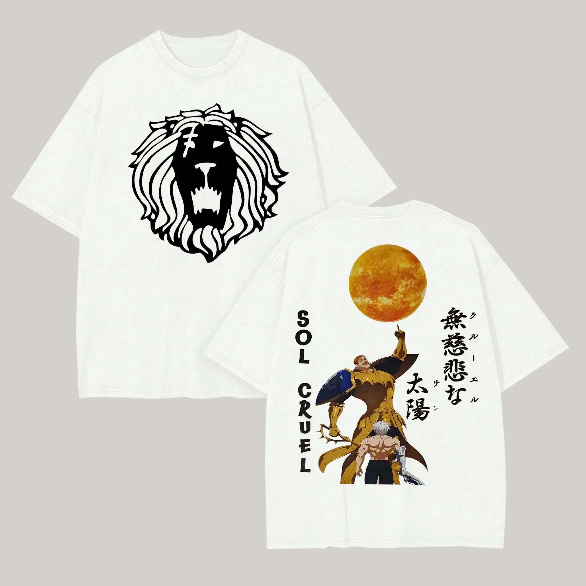 Camiseta de Manga Corta con Estampado de Anime y Manga, los Siete Pecados Capitales, Escanor, Estampado de Algodón, Ropa Casual Holgada, Unisex